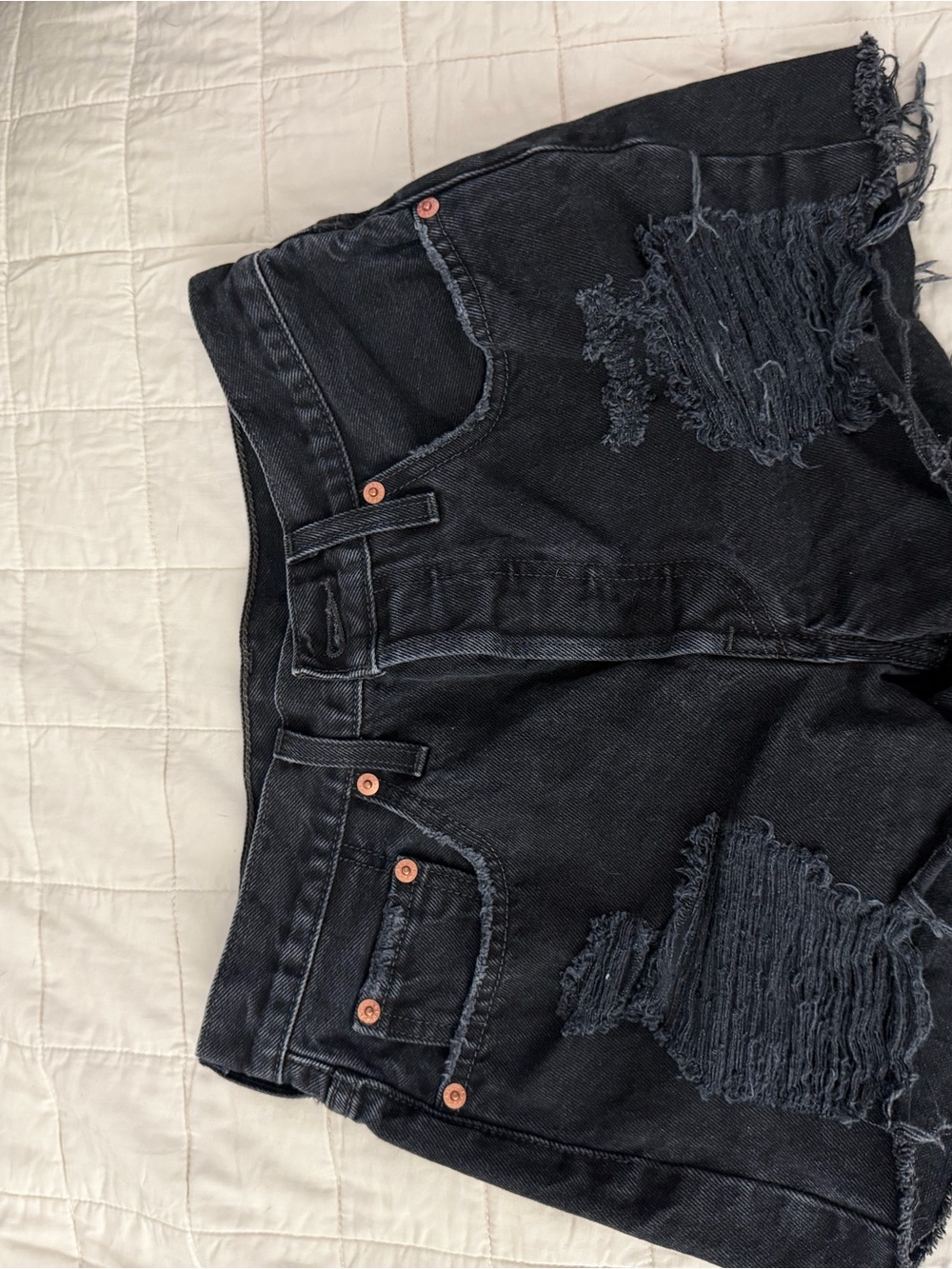 Levi's Black Distressed Straight Jeans